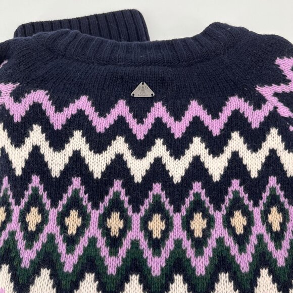 Barbour Midhurst Fair Isle Knit Sweater Size 14 Wool Blend Navy Winter Pullover - Picture 7 of 11